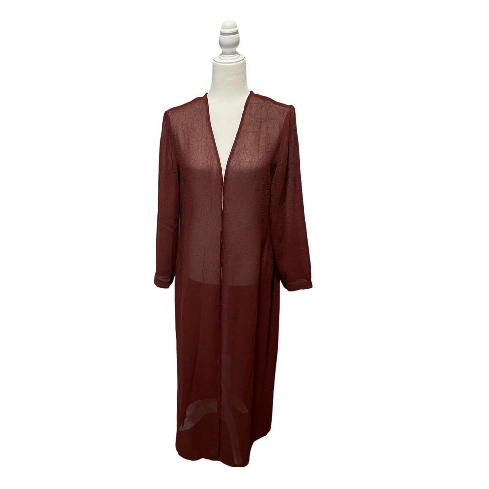 Joseph Ribkoff NWOT Longline Duster Cardigan Sz 10 Open Front Maroon Lagenlook